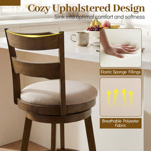30.5 Inch Swivel Barstools with Backrest & Upholstered Seat-Set of 2 view 6