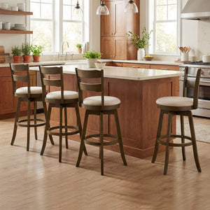 30.5 Inch Swivel Barstools with Backrest & Upholstered Seat-Set of 4 view 2