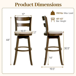 30.5 Inch Swivel Barstools with Backrest & Upholstered Seat-Set of 4 view 4