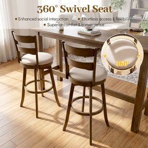 30.5 Inch Swivel Barstools with Backrest & Upholstered Seat-Set of 4 view 6