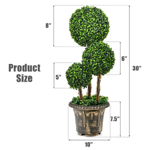 30 Inch Artificial Topiary Triple Ball Tree Indoor and Outdoor UV Protection view 4