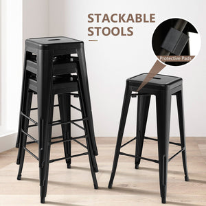 30 Inch Bar Stools Set of 4 with Square Seat and Handling Hole-Black view 6