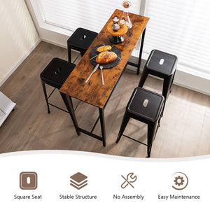30 Inch Bar Stools Set of 4 with Square Seat and Handling Hole-Black view 7