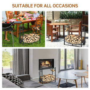 30 Inch Firewood Rack with 4 Tool Set Kindling Holders for Indoor and Outdoor view 5