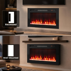 30 Inch Smart WiFi Electric Fireplace with Recessed and Wall Mounted view 9