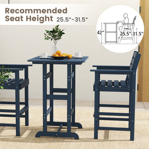 30 Inch Square Bar Table Dining Table with Slatted Tabletop for Poolside-Navy view 9