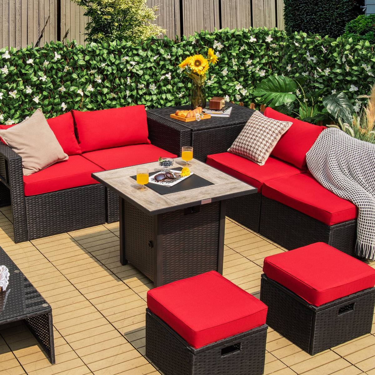 30 Inch Square Propane Gas Fire Pit Table Ceramic Tabletop view 2