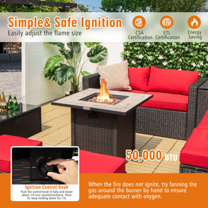 30 Inch Square Propane Gas Fire Pit Table Ceramic Tabletop view 3