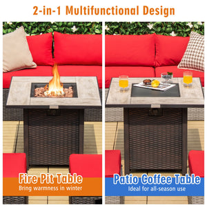 30 Inch Square Propane Gas Fire Pit Table Ceramic Tabletop view 5