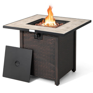 30 Inch Square Propane Gas Fire Pit Table Ceramic Tabletop view 8