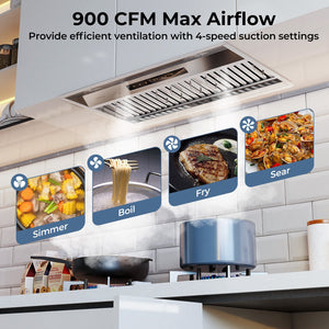 30 Inch Under Cabinet Range Hood with 4 Fan Speeds and Baffles Filters-Silver view 4