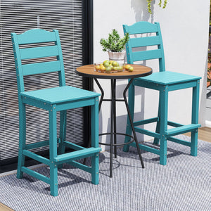 30 Inches Counter Height HDPE Bar Stool with Backrest and Footrest-Turquoise view 2