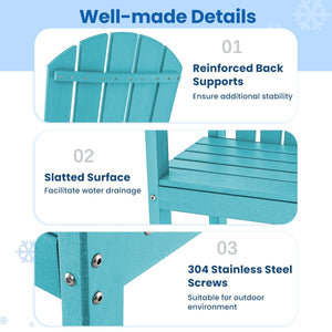 30 Inches Counter Height Outdoor HDPE Bar Stool with Armrests and Footrest-Turquoise view 8