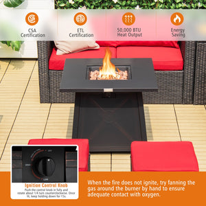 30 Inch Square Propane Gas Fire Table with Waterproof Cover view 3