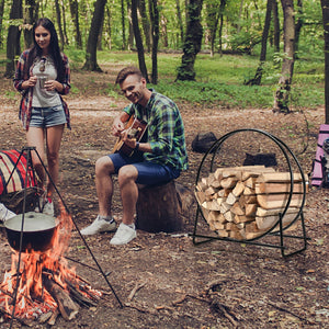 30-Inch Tubular Steel Log Hoop Firewood Storage Rack view 3
