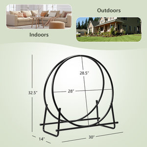 30-Inch Tubular Steel Log Hoop Firewood Storage Rack view 5
