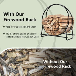 30-Inch Tubular Steel Log Hoop Firewood Storage Rack view 9