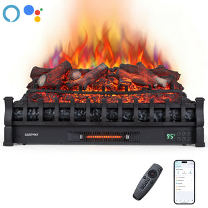 30 inches WiFi Fireplace Insert Lemonwood Set with App & Remote Infrared Quartz Electric Fireplace Heater-Black view 2