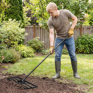 30 x 10 Inch Lawn Leveling Rake with Ergonomic Handle-Black view 2