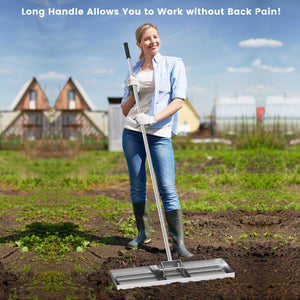 30 x 10 Inch Lawn Leveling Rake with Ergonomic Handle-Silver view 3