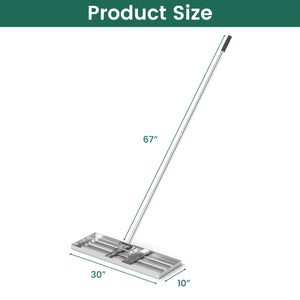 30 x 10 Inch Lawn Leveling Rake with Ergonomic Handle-Silver view 5