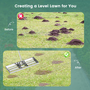 30 x 10 Inch Lawn Leveling Rake with Ergonomic Handle-Silver view 6