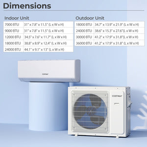 30000 BTU 4 Zone 23 SEER2 Mini Split Air Conditioner Wifi Enabled with Heat Pump-7K + 7K + 7K + 18K view 4