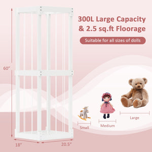 300L Large Stuffed Animal Storage with Open Top and Elastic Cords-White view 5