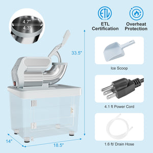 300W Commercial Ice Crusher with Dual Blades and Safety Switch-Gray view 3