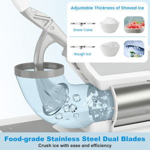 300W Commercial Ice Crusher with Dual Blades and Safety Switch-White view 5