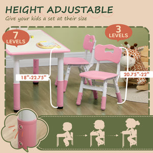 Qaba Kids Table and Chair Set with 4 Chairs, Adjustable Height, Easy to Clean, for 1.5 - 8 Years Old