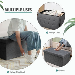 31.5 Inch Fabric Foldable Storage with Removable Storage Bin-Dark Gray view 9