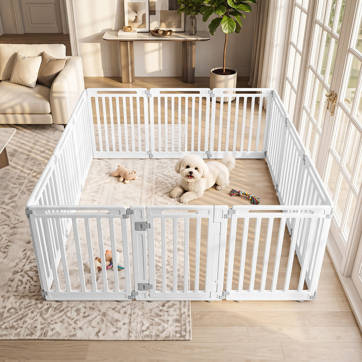 31.5 inches Height Indoor Outdoor Dog Playpen with 12 Panels-White view 2