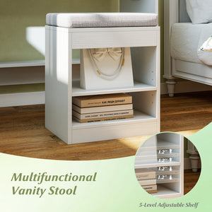 31.5 Inches Vanity Desk with 3 Lighting Modes and Storage Shelves-White view 5