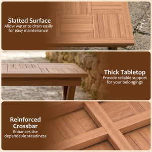 31.5 inches Outdoor Teak Wood Coffee Table with Slatted Tabletop for Patio view 9