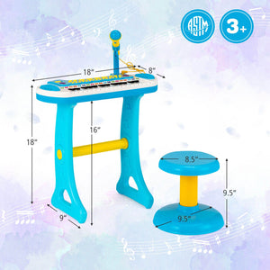 31-Key Kids Piano Keyboard Toy with Microphone and Multiple Sounds for Age 3+-Blue view 5