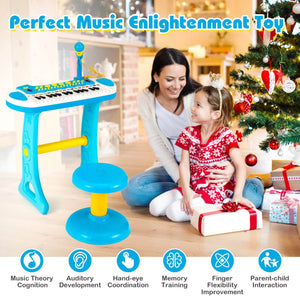 31-Key Kids Piano Keyboard Toy with Microphone and Multiple Sounds for Age 3+-Blue view 7