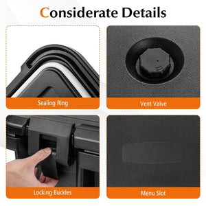31 QT Insulated Food Pan Container with 3 Transparent One-Third Pans with Lids-Black view 9