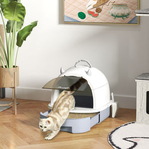 Cat Litter Box with Lid, Front Door Flap, Scoop, Handle, Easy Clean, for Small and Medium Cats, Green – view 14