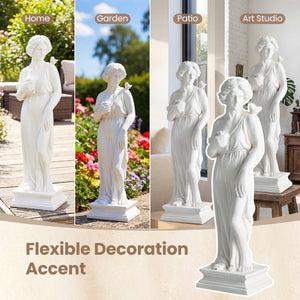 31.5 Inch Outdoor Greek Goddess Statue with Antique Finish and Column Base-White view 8