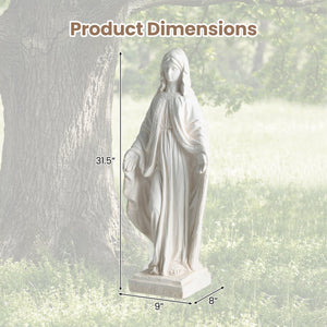 31.5 Inch Virgin Mary Statue with Aged Finish for Yard Patio-White view 4