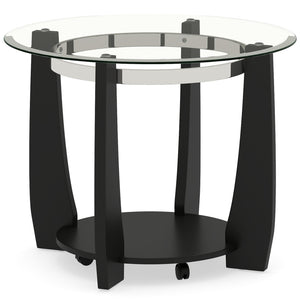 32 inches 2-Tier Glass Round Coffee Table with Storage Shelf-Black view 4