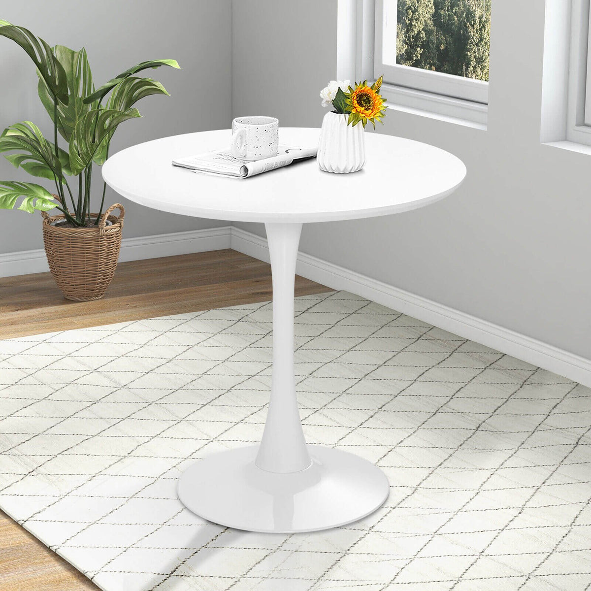 32 Inch Modern Tulip Round Dining Table with MDF Top-White view 2