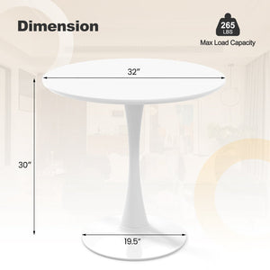 32 Inch Modern Tulip Round Dining Table with MDF Top-White view 5