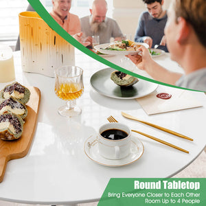 32 Inch Modern Tulip Round Dining Table with MDF Top-White view 8