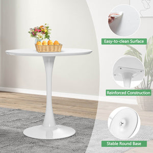 32 Inch Modern Tulip Round Dining Table with MDF Top-White view 9