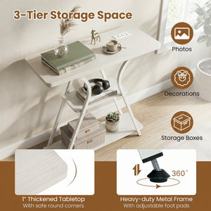 32 Inch Narrow Long Entryway Table with Power Outlets and LED Lights-Oak view 9