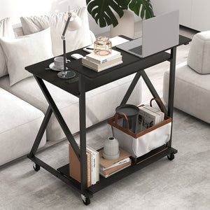 32 Inch Rolling Computer Desk for Small Spaces with Power Outlets-Black view 6