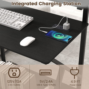 32 Inch Rolling Computer Desk for Small Spaces with Power Outlets-Black view 8