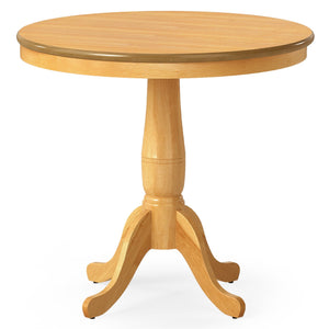 32 Inch Wooden Round Pub Pedestal Side Table-natural view 4